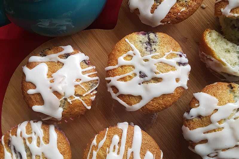 BLUEBERRY MUFFINS WITH LEMON DRIZZLE ICING