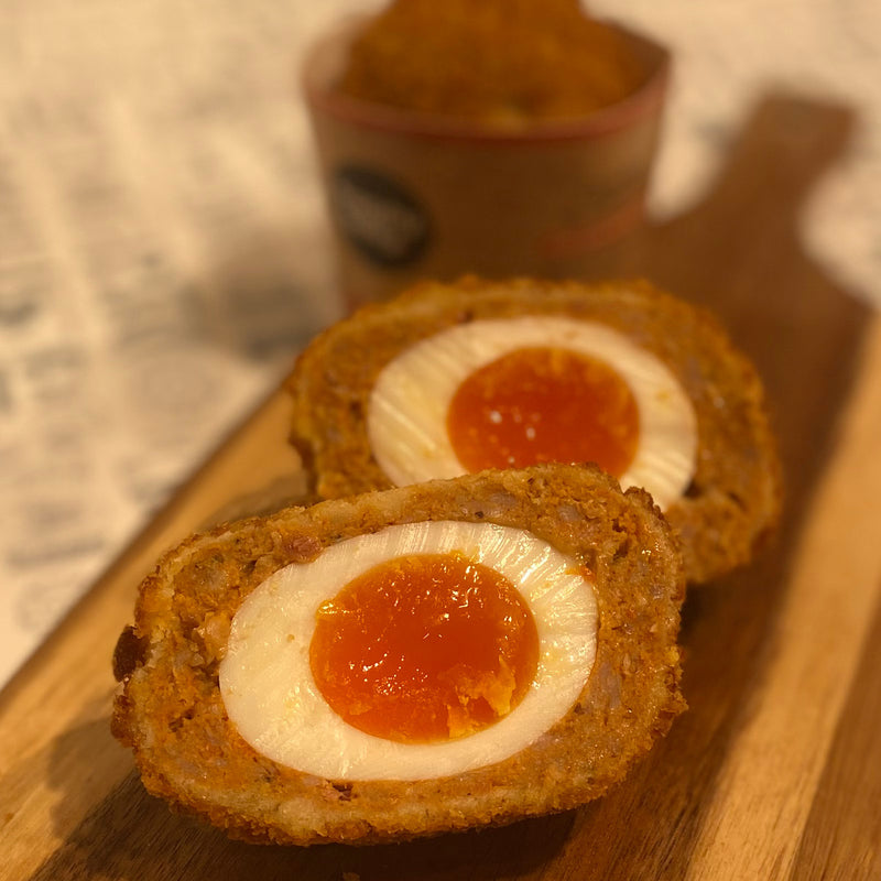 Happy Belly Chicken and Chorizo Scotch Egg